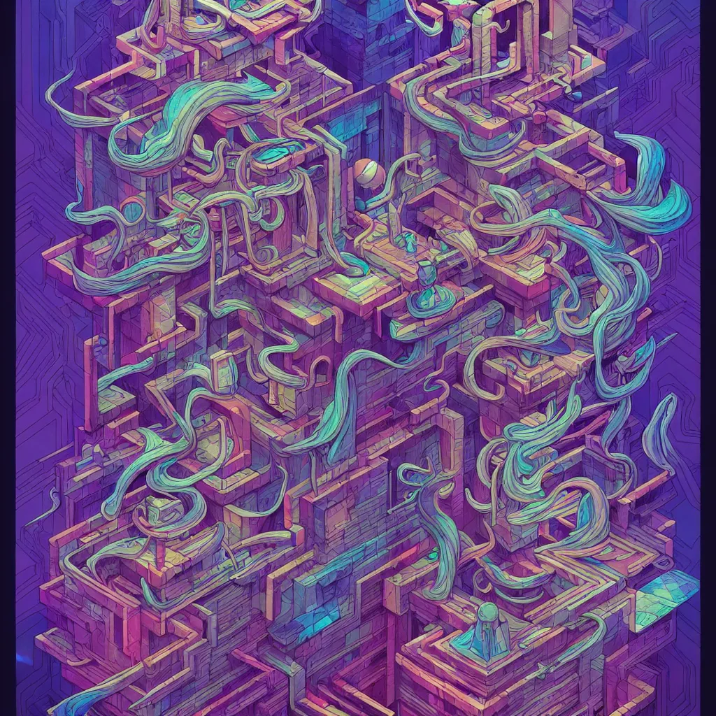 Image similar to arcane twisted turn of fate abstraction, centered award winning ink pen illustration, isometric abstract illustration by dan mumford, edited by craola, technical drawing by beeple and tooth wu, tiny details by artgerm and watercolor girl, symmetrically isometrically centered