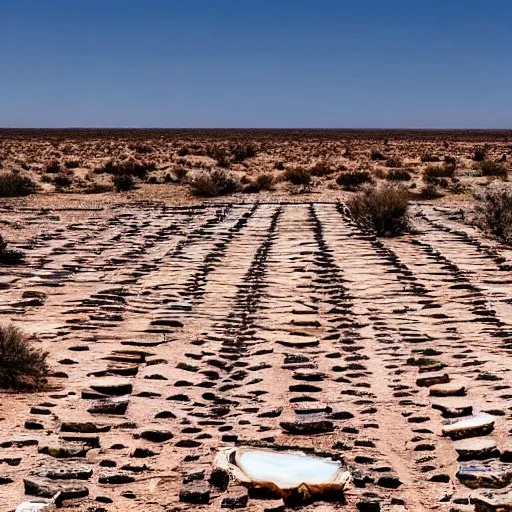 Prompt: a desolate arid landscape with pillars of banded agate reaching the sky