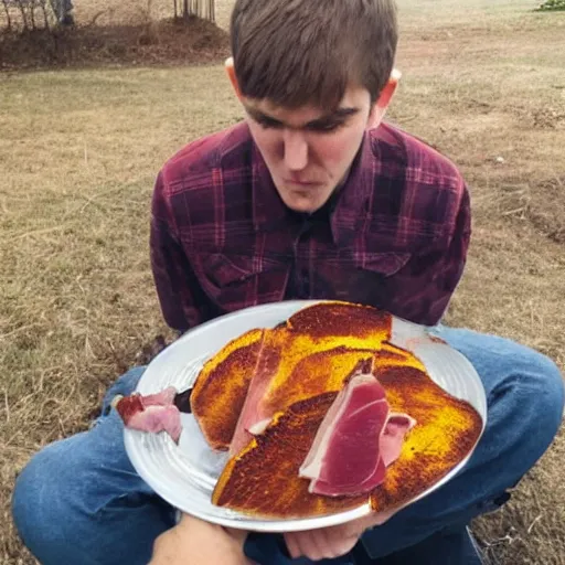 Image similar to bo burnham burning ham in burningham