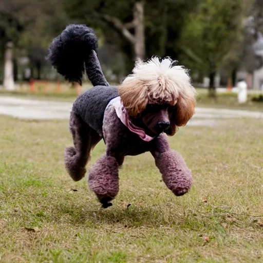 Image similar to French Poodle running towards zombies