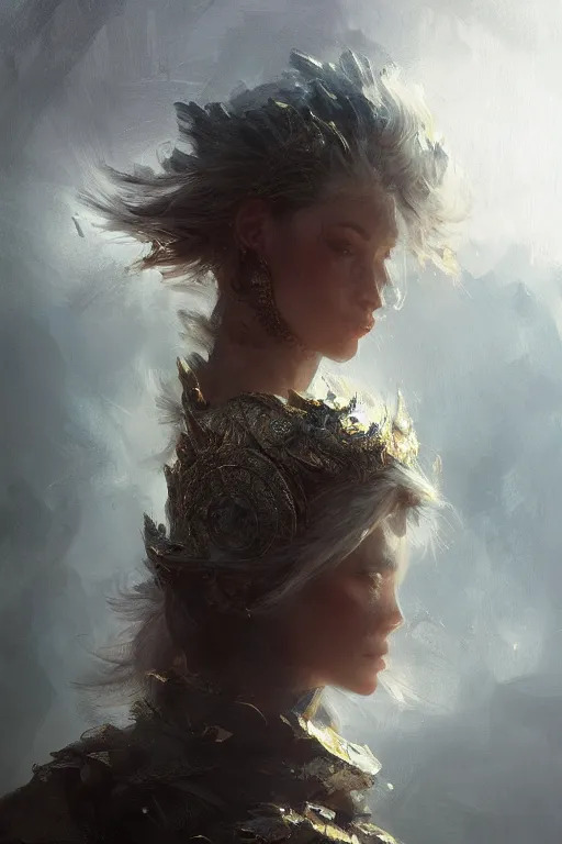 Image similar to Avalon knight, close-up portrait, fierce, intricate, elegant, volumetric lighting, scenery, digital painting, highly detailed, artstation, sharp focus, illustration, concept art, ruan jia, steve mccurry