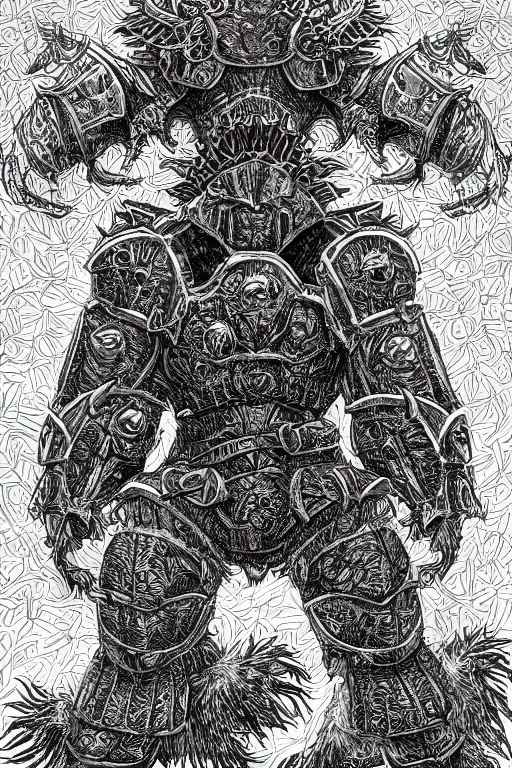 Image similar to armoured warrior thistle monster, symmetrical, highly detailed, digital art, thistle themed armour, sharp focus, trending on art station, kentaro miura manga art style