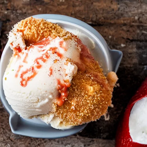 Prompt: chicken parmesan icecream