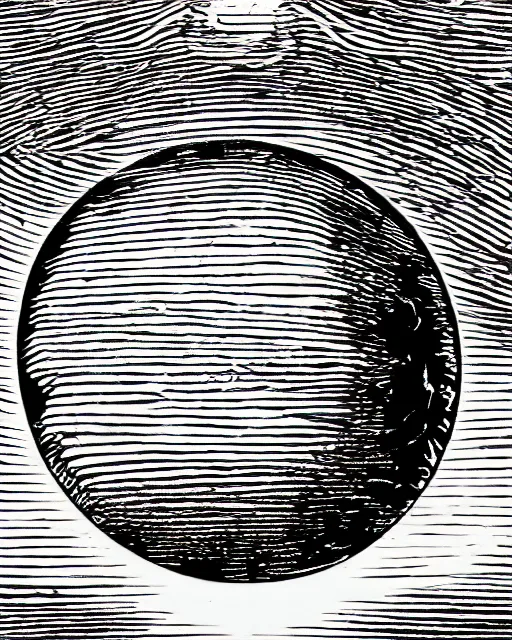 Prompt: a black and white drawing of a crystal ball surrounded by smoke, a woodcut by aldus manutius, pixabay contest winner, rayonism, woodcut, ultrafine detail, logo