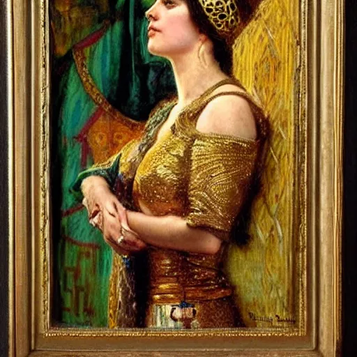 Prompt: theodora of byzantium painted by gaston bussiere