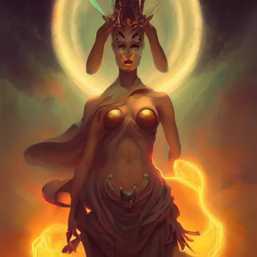 Prompt: the goddess of death by pete mohrbacher and greg rutkowski, digital art, unreal engine 5, wlop, trending on artstation, deviantart, pinterest, symmetrical portrait, rule of thirds, 4K UHD image