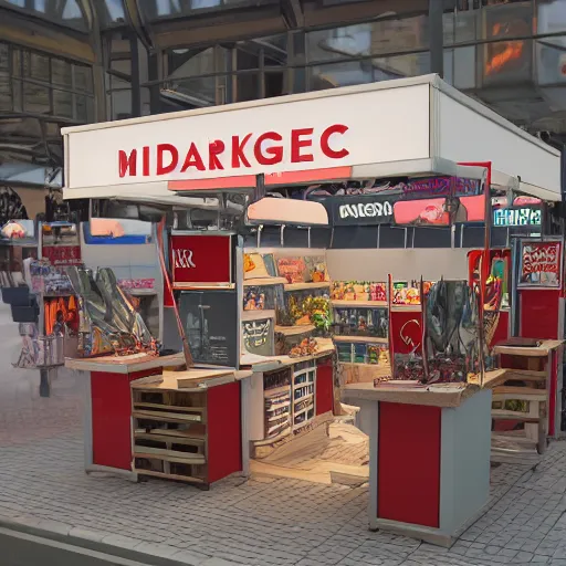 Image similar to a market stall at a futuristic trade show in 2 0 5 5, cinematic, dslr, unreal engine