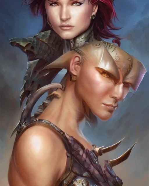 Prompt: dragon raider, digital art by julie bell and artgerm and ross tran and angel ganev, medium shot portrait, highly detailed, trending on artstationhq