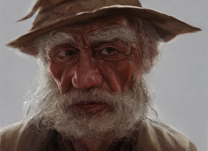 Image similar to concept art oil painting of and Old man by Jama Jurabaev, extremely detailed, brush hard, artstation