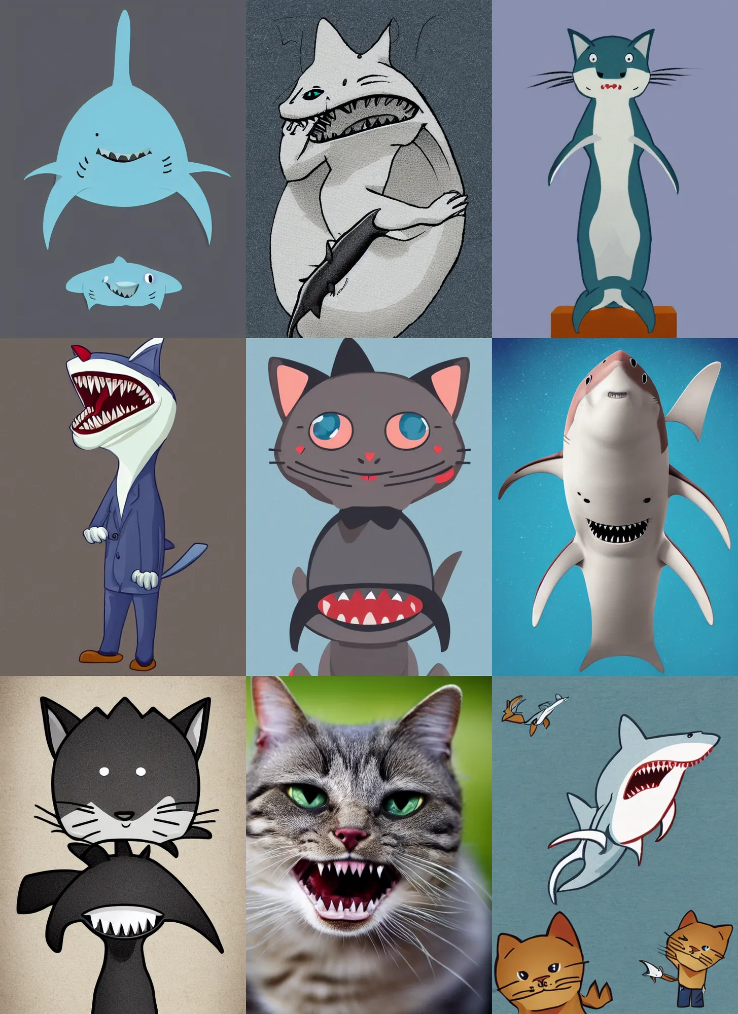 Prompt: anthropomorphic cat - shark