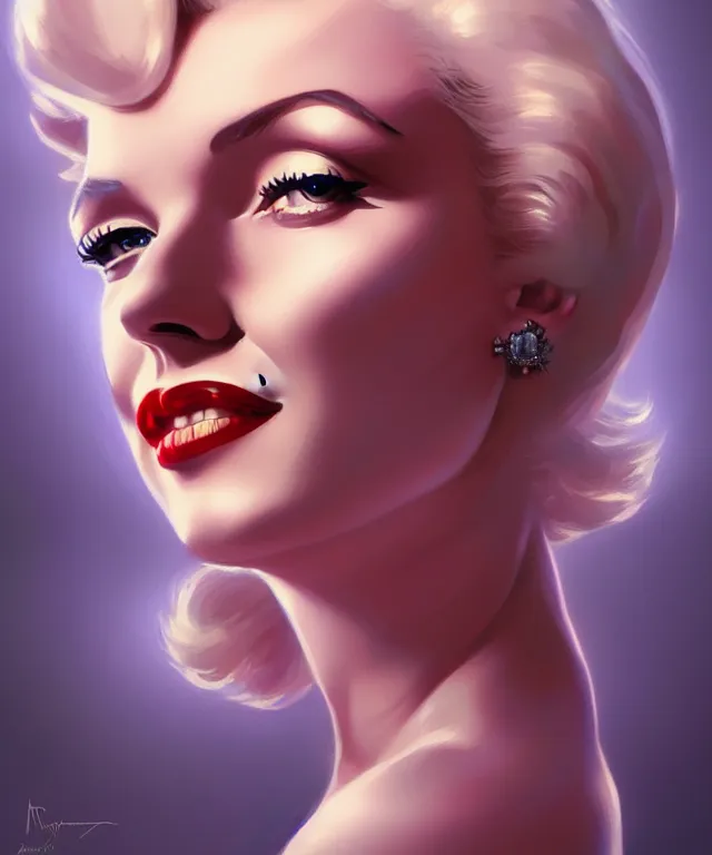 Image similar to Marilyn Monroe portrait, sci-fi face, elegant, highly detailed, digital painting, artstation, concept art, smooth, sharp focus, illustration, art by artgerm and greg rutkowski and alphonse mucha