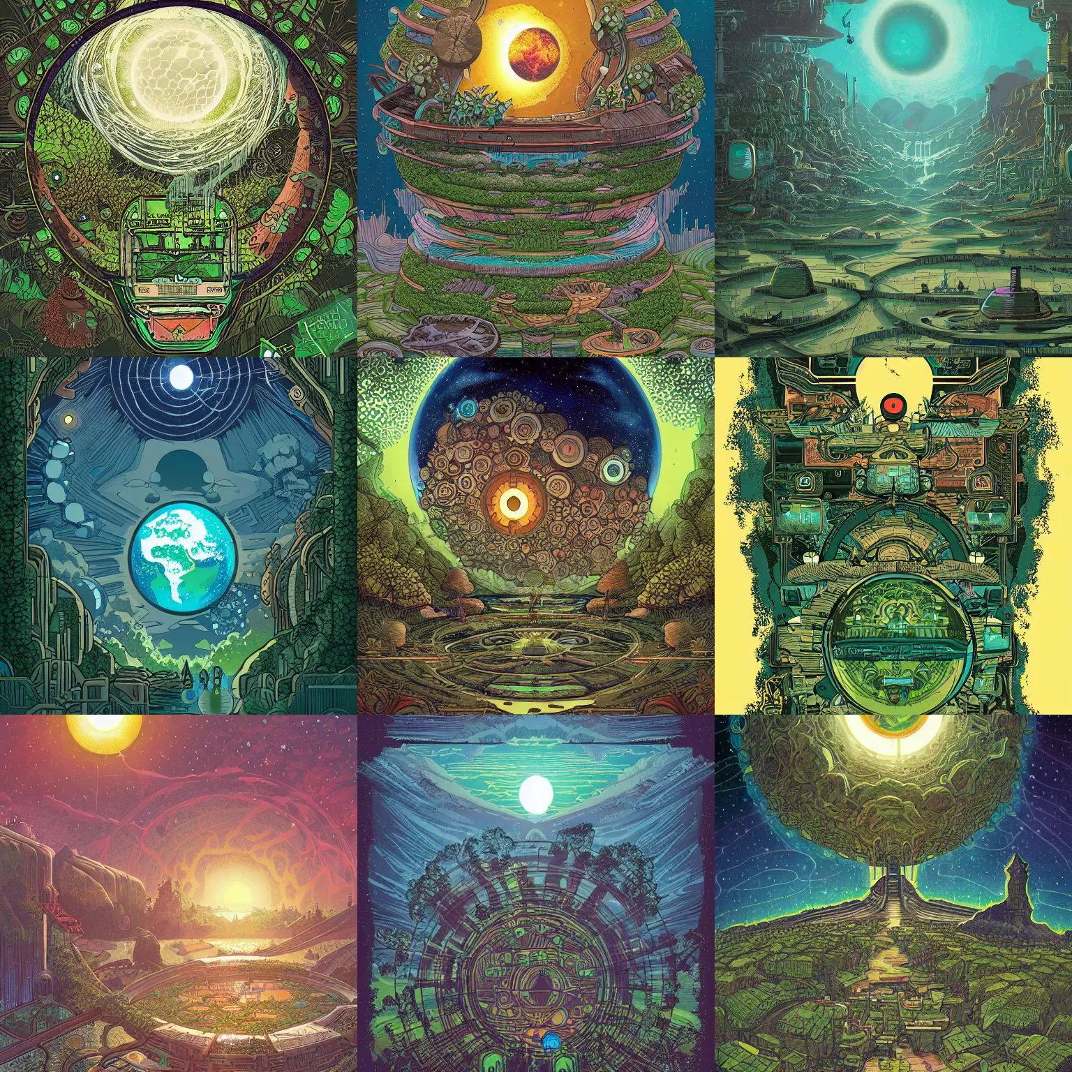 Prompt: earth gaia, intricate solarpunk illustration by tim doyle