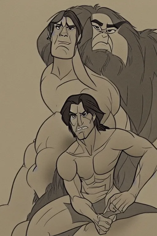 Prompt: disney's tarzan, solo portrait, very detailed, traditional animation 🖌🎥