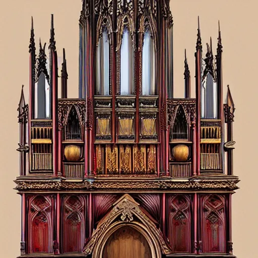 Image similar to ornate gothic organ (console), by Megan Duncanson and Raphael Lacoste, detailed 3d color concept art sketch
