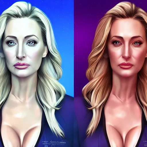 Prompt: lindsey pelas as gillian anderson the president of united states digital painting artstation concept art sharp focus illustration art by artgerm h 7 0 4