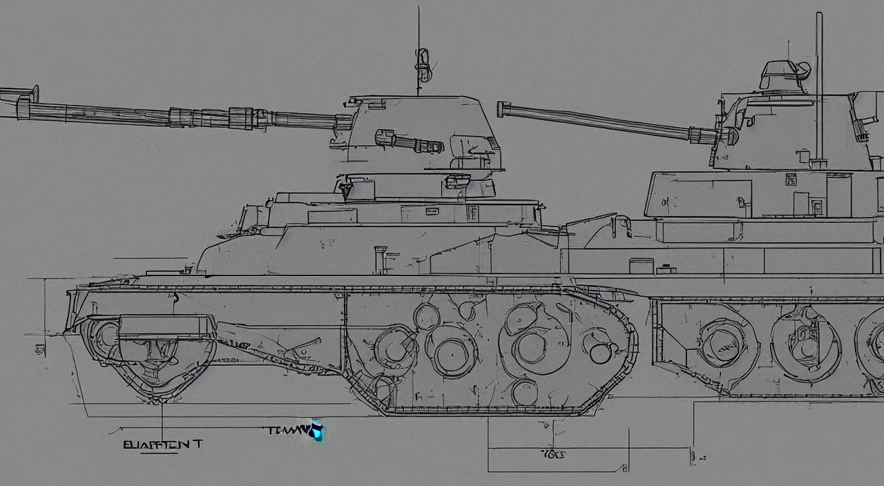 Prompt: blueprint of a tank