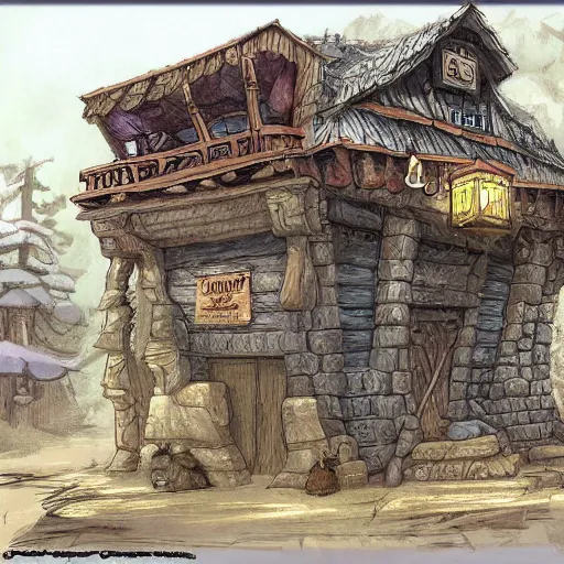 Prompt: monkeys uncle tavern, dungeons and dragons, concept art