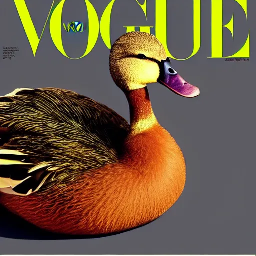 Image similar to a magnificent duck on the cover of vogue magazine