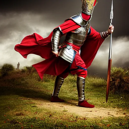 Image similar to portugal king preparing for battle by Peter Kemp, fantasy, medieval