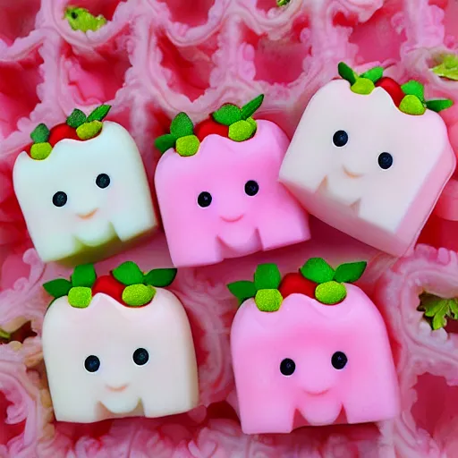 Image similar to strawberry shaped soap kawaii photo - realistic bubbly cute