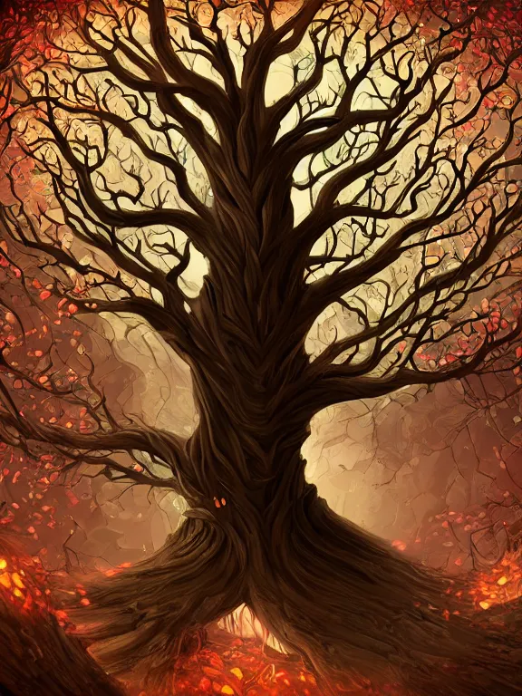 Prompt: A beautiful digital illutration painting of a detailed fantasy tree with a heart carved in the trunk by, 8k resolution deviantart trending on Artstation concept art digital illustration