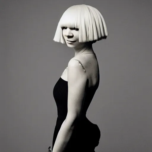 Image similar to sia furler wearing a short dress photoshoot