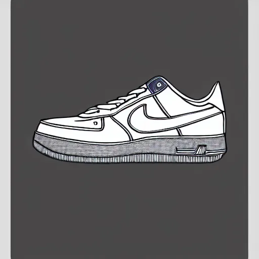 Image similar to technical line illustration of a nike airforce one