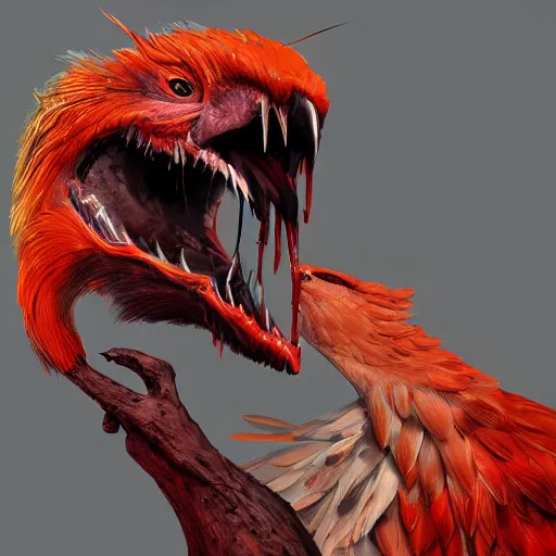 Image similar to A bird with the thirst for blood, hyperdetailed, artstation, cgsociety, 8k