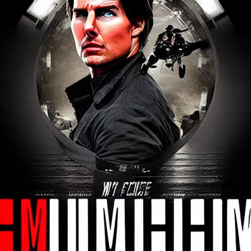 Image similar to tom cruise mission impossible movie poster concept