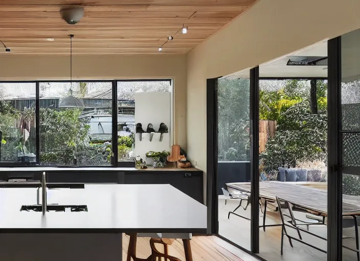 Image similar to luxurious cannabis kitchen in australian suburban everyday life, charming and tranquil