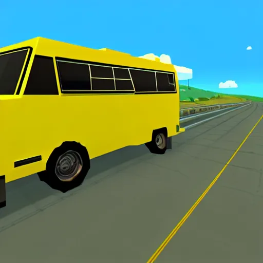 Prompt: breaking bad winnebago driving minigame, nintendo 6 4 screenshot, low poly, aliased