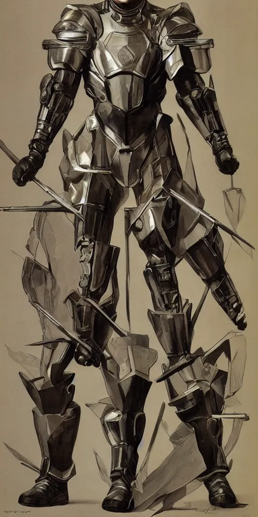 Image similar to futurist armor for soldiers by leyendecker, intricate, extreme details