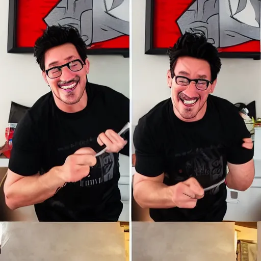 Prompt: markiplier with a knife