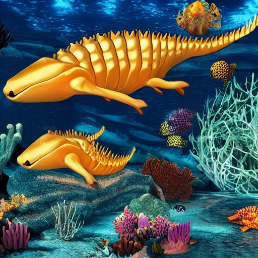 Prompt: underwater life during the cambrian, teeming with life, insane details, ultra realistic, photo