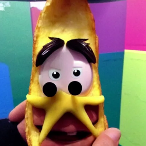 Image similar to [ a french fry chip ] shaped like stephen fry as a pixar character hybrid intercross mix