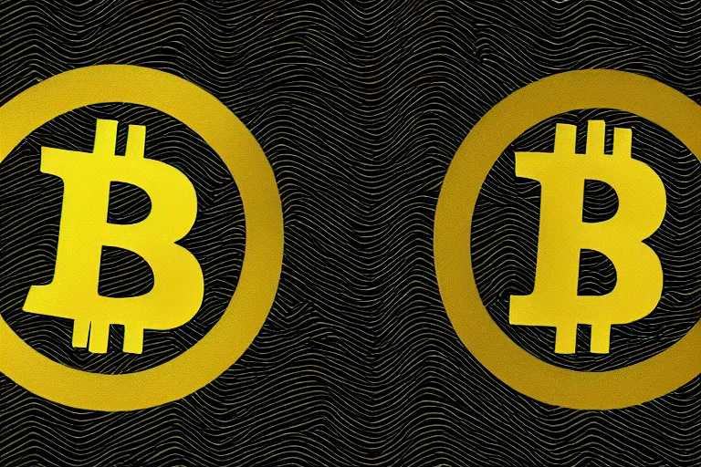 Image similar to a young dragon of black and gold, clouds, bitcoin patterned logo