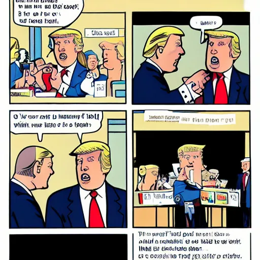 Image similar to donald trump in a comic by chris ware