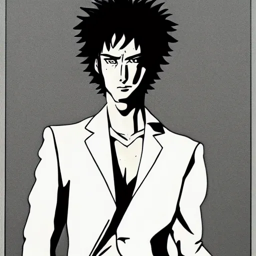 Image similar to A beautiful portrait of Keanu Reeves as Spike Spiegel from the anime Cowboy bebop, still from the movie