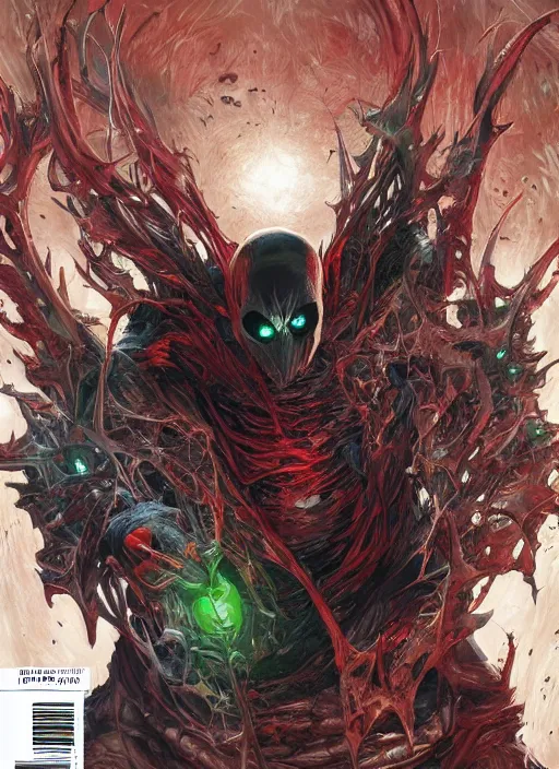 Image similar to first issue of spawn comic book cover art, au naturel, hyper detailed, digital art, trending in artstation, cinematic lighting, studio quality, smooth render, unreal engine 5 rendered, octane rendered, art style by klimt and nixeu and ian sprigger and wlop and krenz cushart