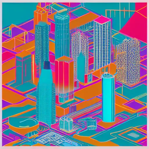 Prompt: geometric art of a city, made entirely from gradients, colorful, vector graphics