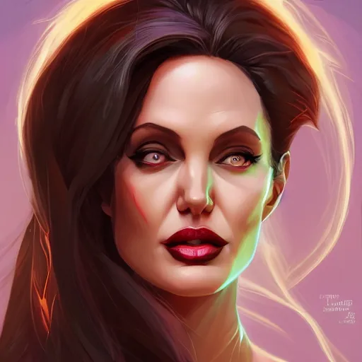 Prompt: Portrait of Angelina Jolie as a succubus demon, mattepainting concept Blizzard pixar maya engine on stylized background splash comics global illumination lighting artstation lois van baarle, ilya kuvshinov, rossdraws