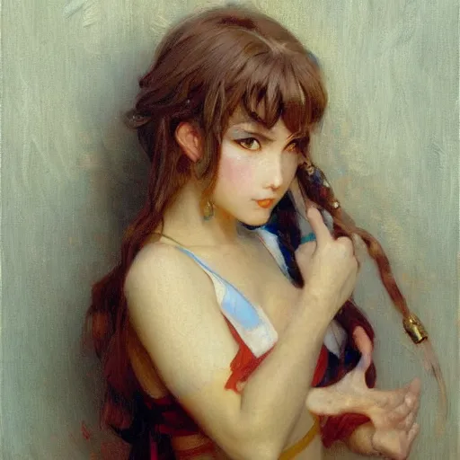 Image similar to detailed portrait of pouting anime girl, painting by gaston bussiere, craig mullins, j. c. leyendecker