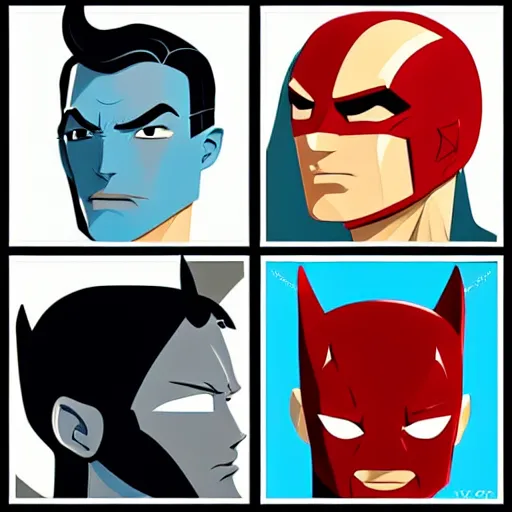 Image similar to face icon stylized minimalist justice league, loftis, cory behance hd by jesper ejsing, by rhads, makoto shinkai and lois van baarle, ilya kuvshinov, rossdraws global illumination