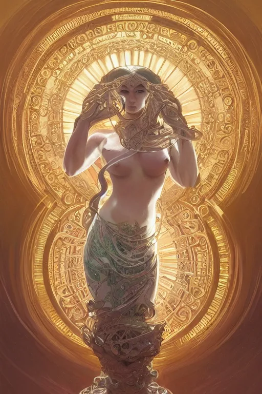 Prompt: no figure!!!!!!! | ultra realistic illustration, a jade statue of sacred geometry, intricate, elegant, highly detailed, digital painting, artstation, concept art, smooth, sharp focus, illustration, art by artgerm and greg rutkowski and alphonse mucha