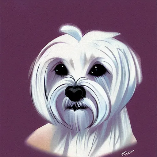 Image similar to a maltese terrier, concept art by yulia zhuchkova, lord raven art print,