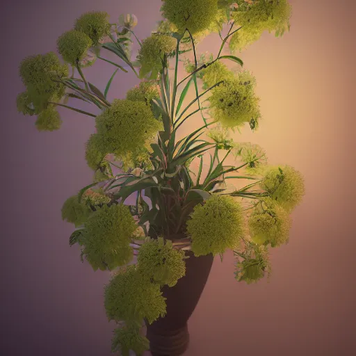 Image similar to Luminescent flower blooming at twilight, realism, photorealism, f 3.5, photography, octane render, highly detailed, vray, volumetric lighting, unreal engine