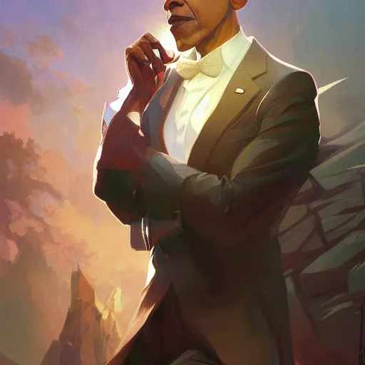 Image similar to obama, highly detailed digital painting, artstation, concept art, smooth, sharp focus, illustration, art by artgerm and greg rutkowski and alphonse mucha