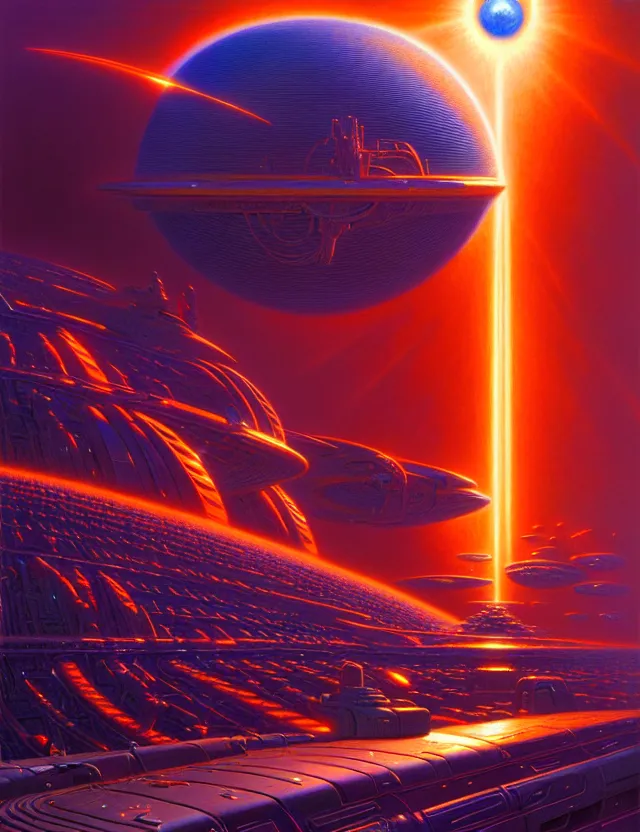 Prompt: being of light technology, futuristic, tim hildebrandt, bruce pennington, donato giancola, trending on artstation, cinematic composition, beautiful lighting, hyper detailed, 8 k, oil on canvas