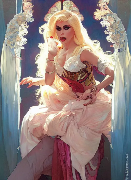 Image similar to katya, drag queen, painting by artgerm and greg rutkowski and alphonse mucha