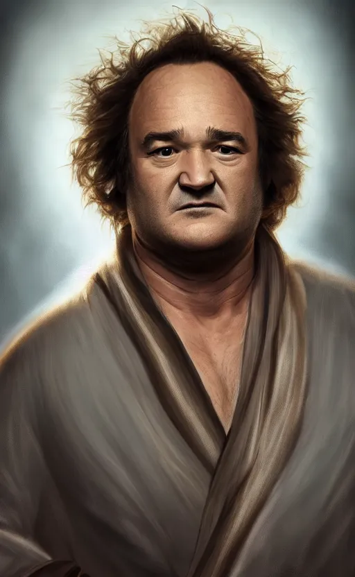 Image similar to jim belushi with wild hair and bright eyes. he's wearing a flowing bathrobe made of light, airy fabric and he has a mischievous look on his face, dynamic lighting, photorealistic fantasy concept art, trending on art station, stunning visuals, creative, cinematic, ultra detailed